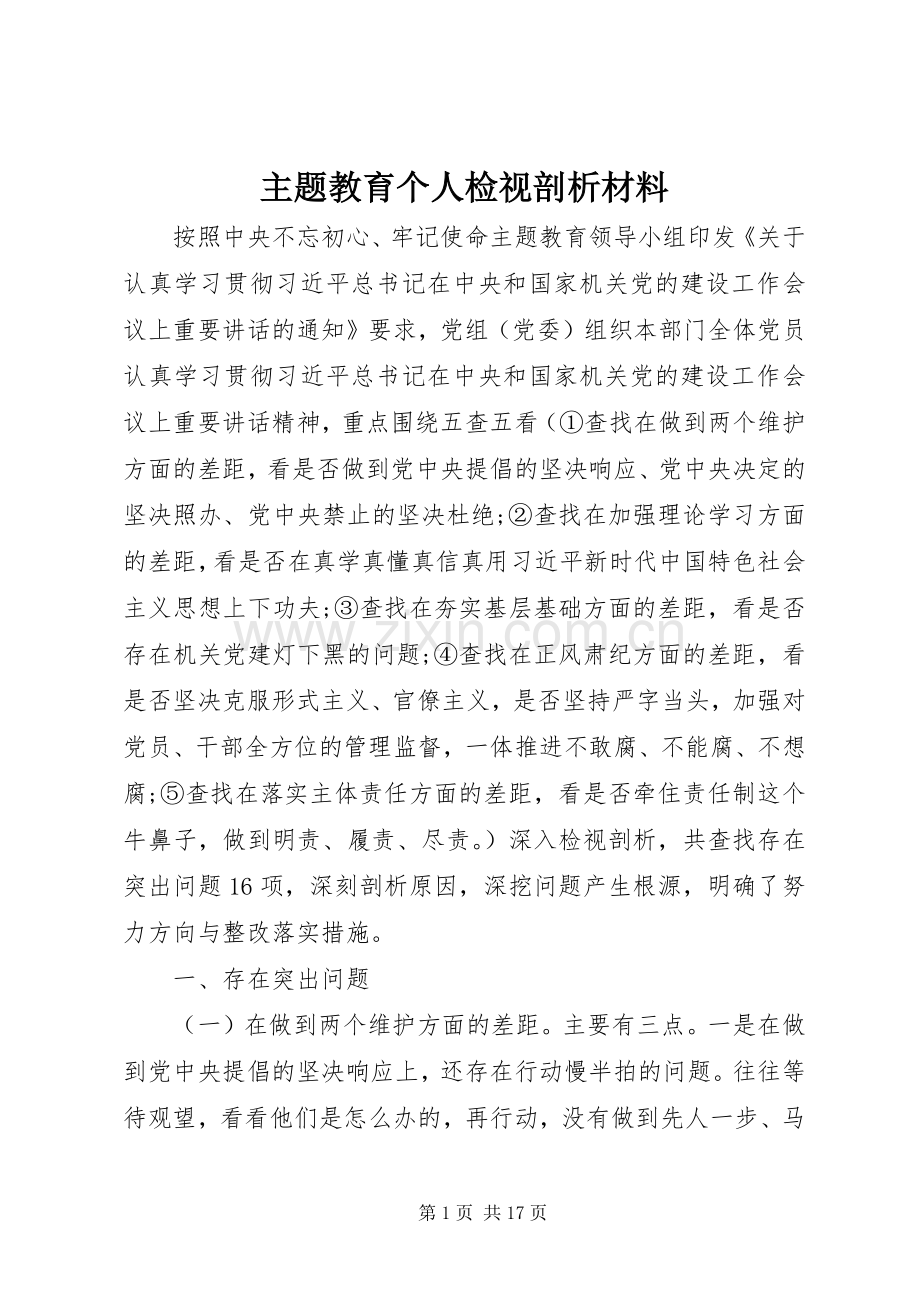 主题教育个人检视剖析材料 (2).docx_第1页