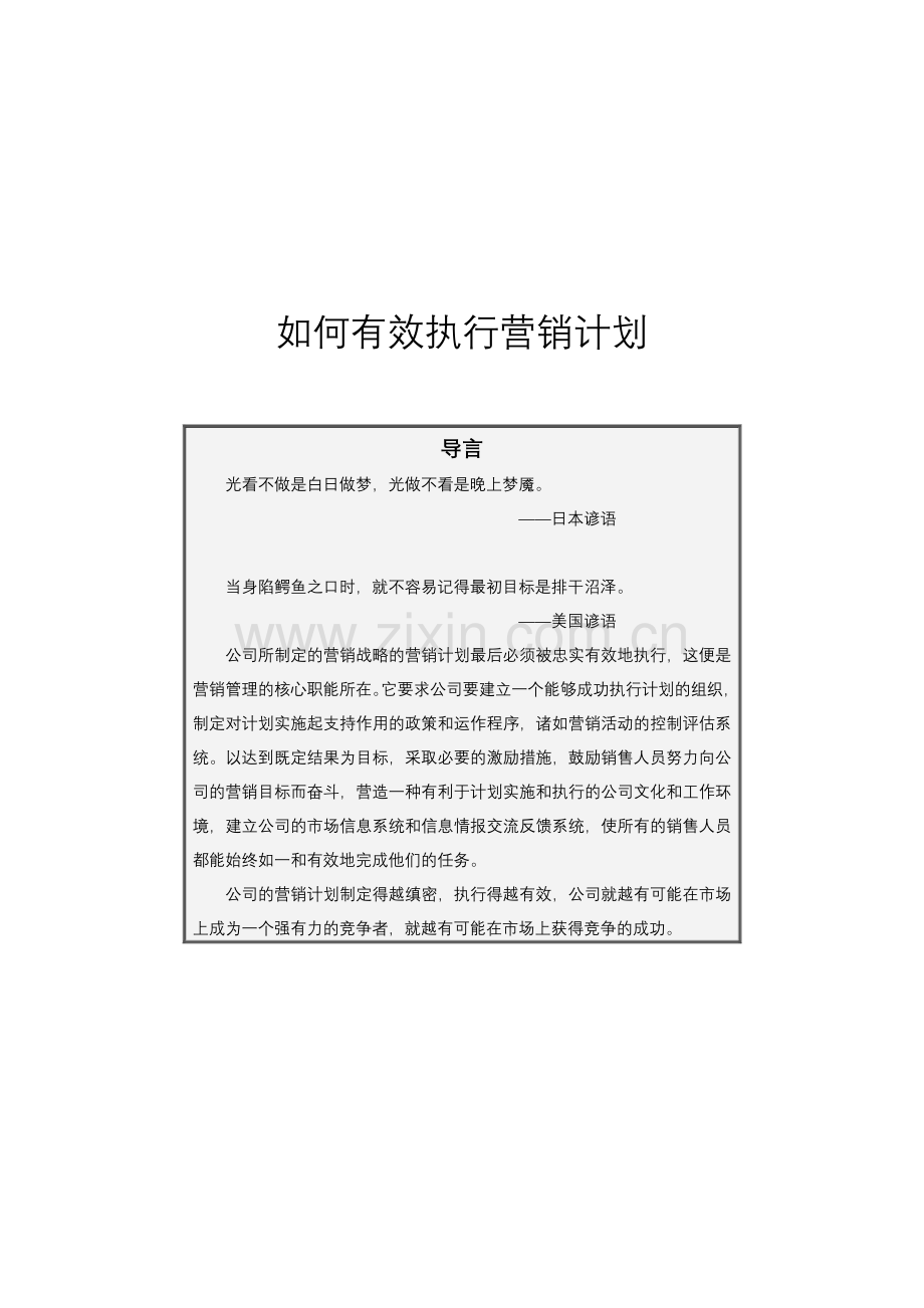 如何有效的执行营销计划.docx_第1页