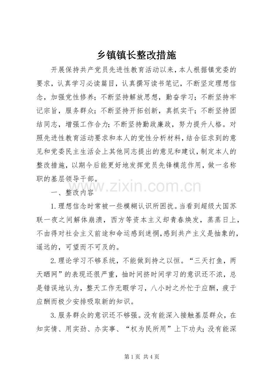 乡镇镇长整改措施 (2).docx_第1页