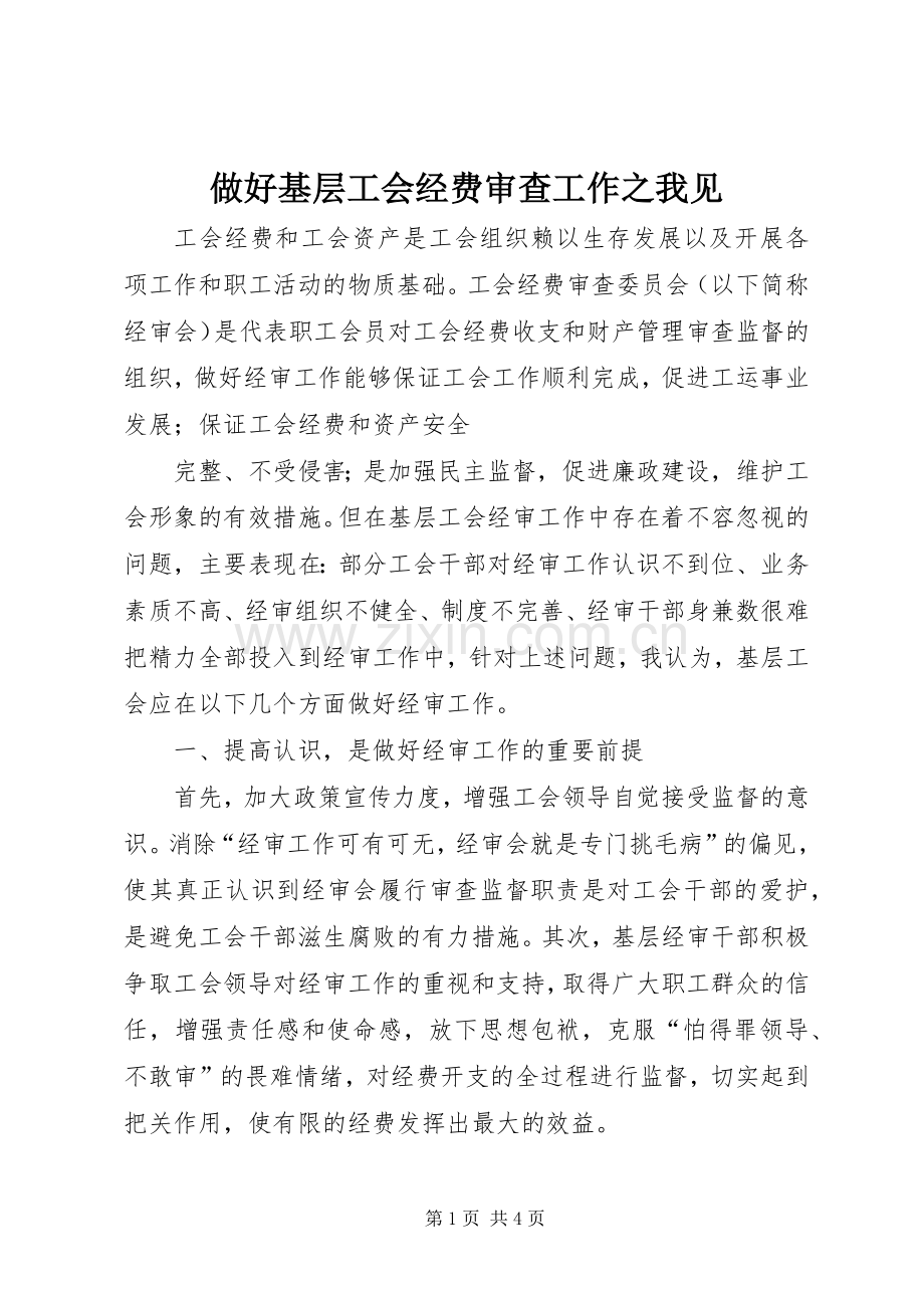 做好基层工会经费审查工作之我见 (2).docx_第1页