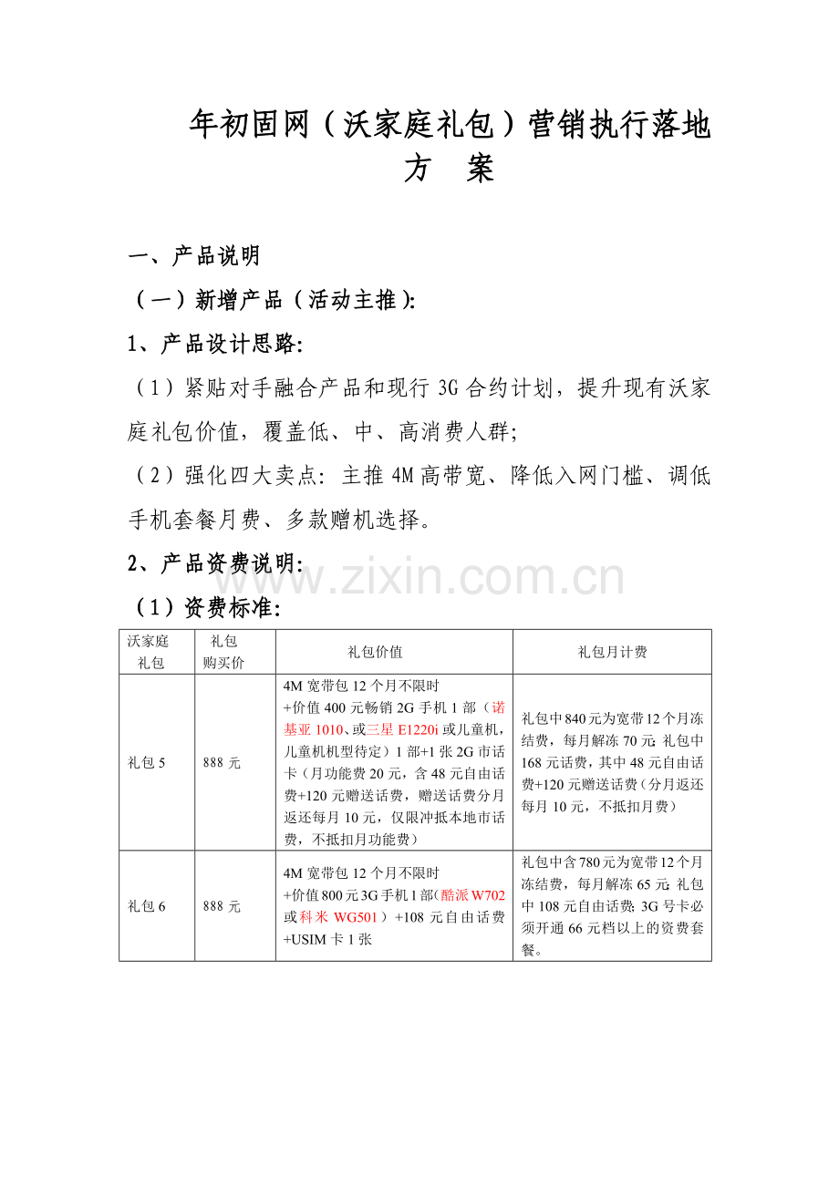 年初沃家庭礼包营销执行落地方案.docx_第1页