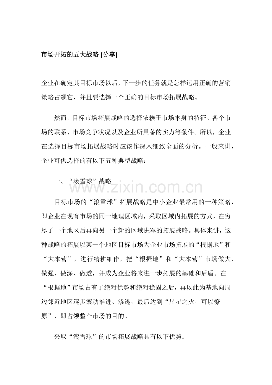 市场开拓的五大战略分析.docx_第1页