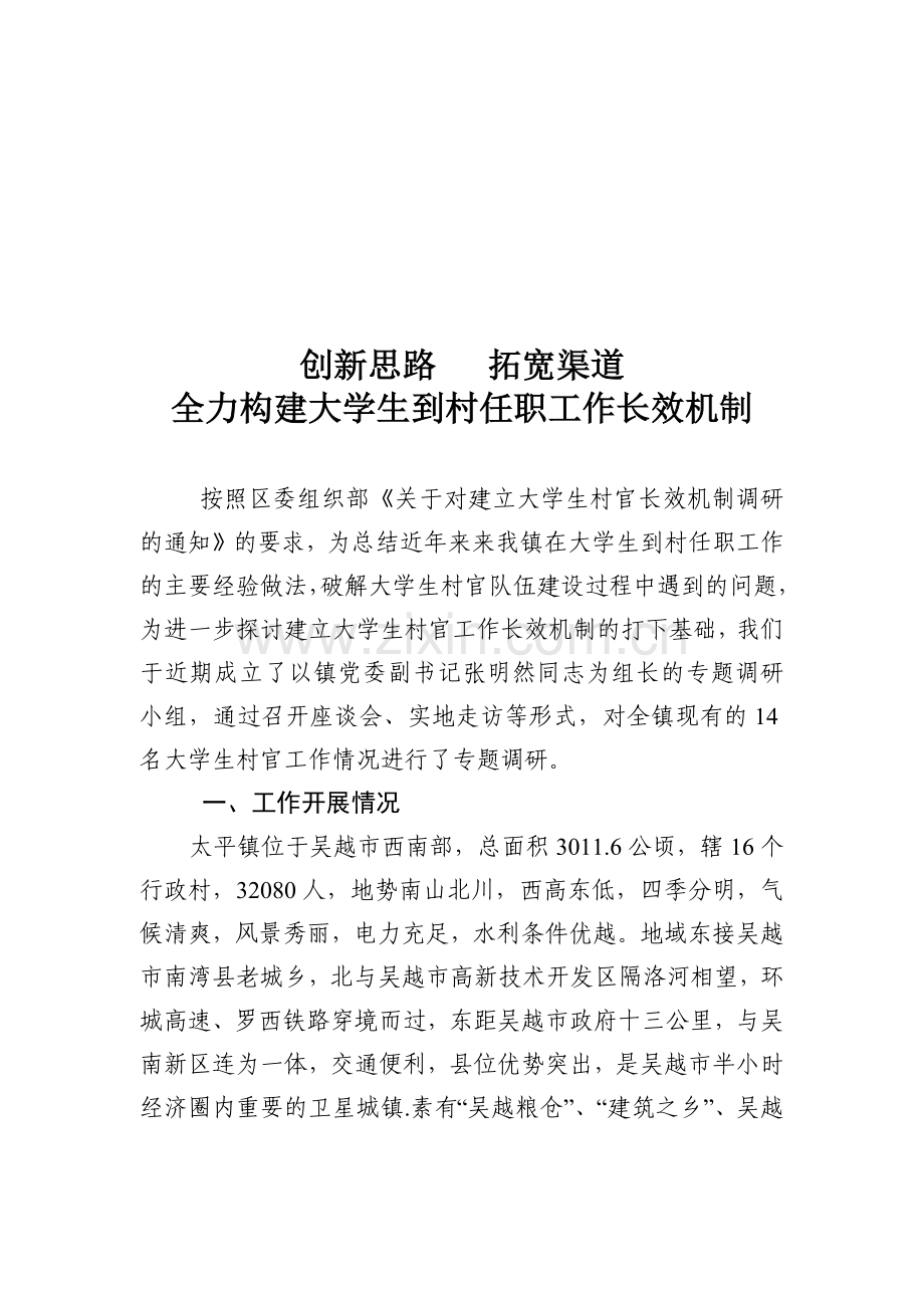 关于镇大学生村官调研报告.docx_第1页