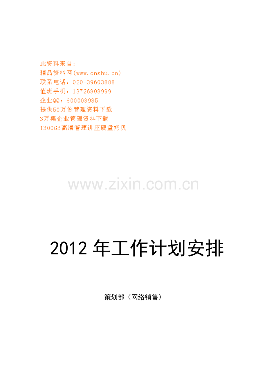 企业网络销售工作计划安排.docx_第1页