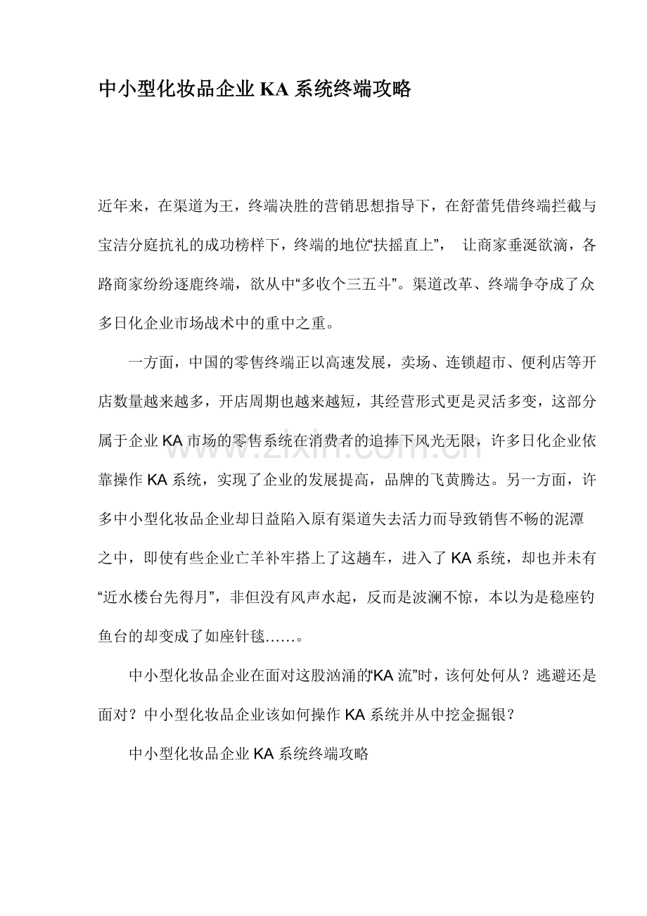 中小型化妆品企业KA渠道系统分析.docx_第1页