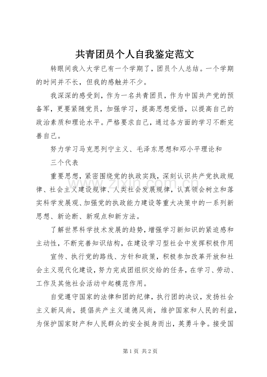 共青团员个人自我鉴定范文 (2).docx_第1页