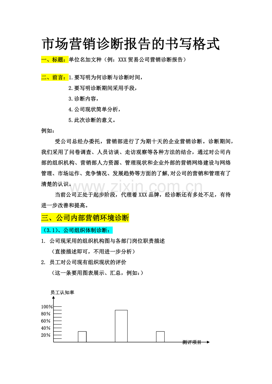 市场营销诊断报告的书写模板.docx_第1页