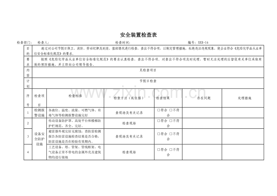某公司安全装置检查表.docx_第1页