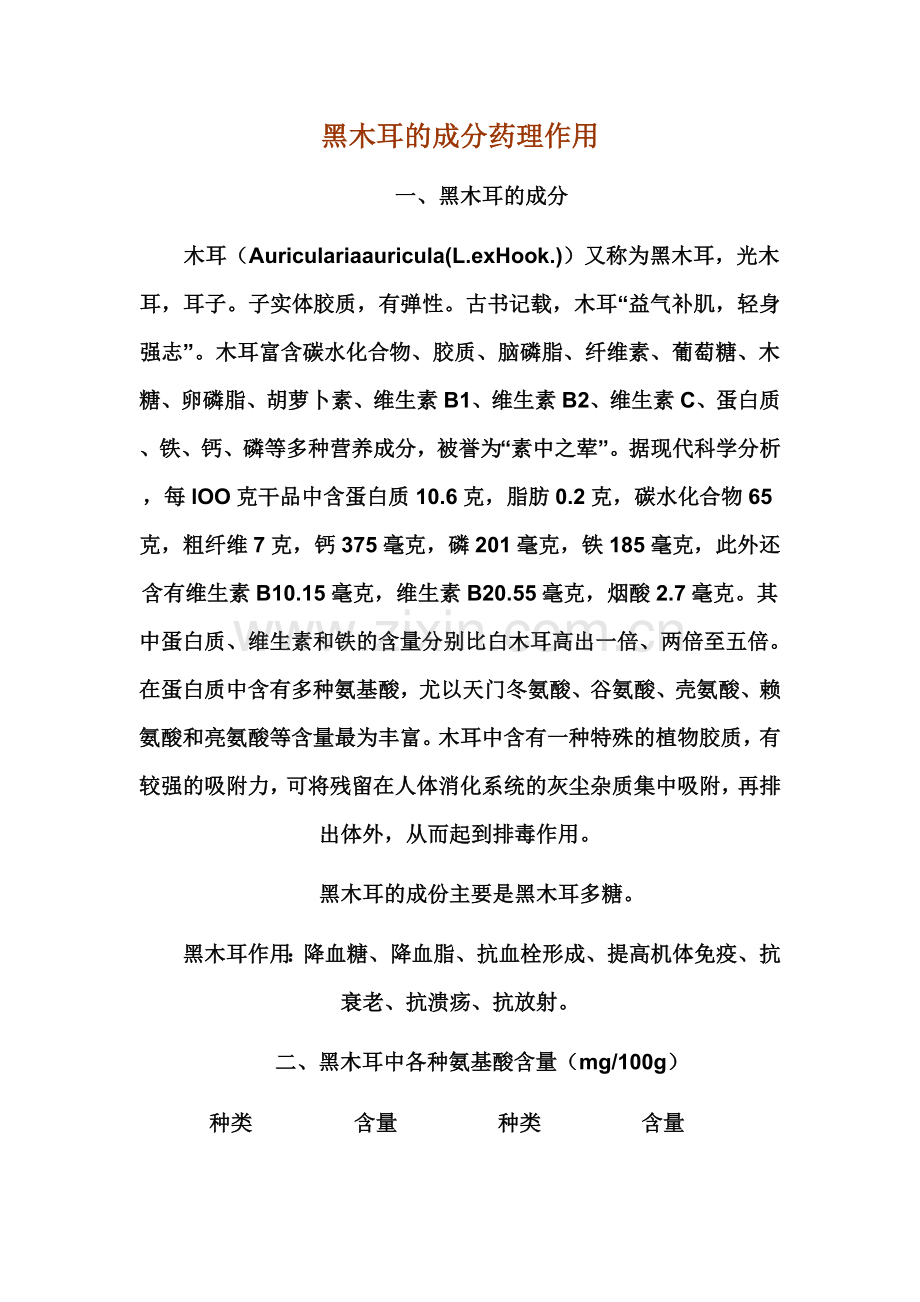 黑木耳的成分药理作用.doc_第1页