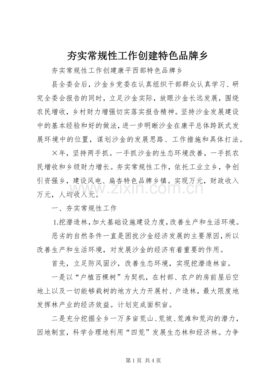 夯实常规性工作创建特色品牌乡 (2).docx_第1页