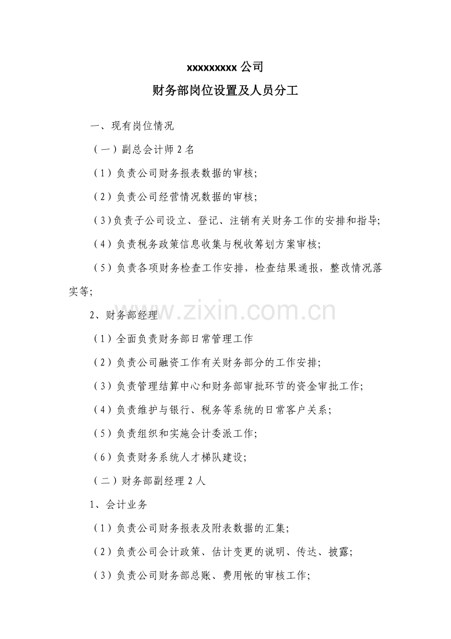 财务部工作分工.doc_第1页