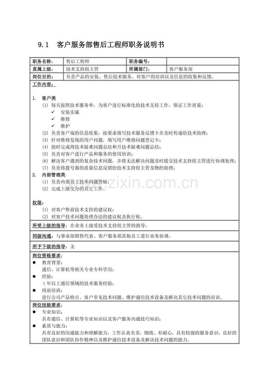 国安创想客户服务部技术支持组售后工程师.docx_第1页