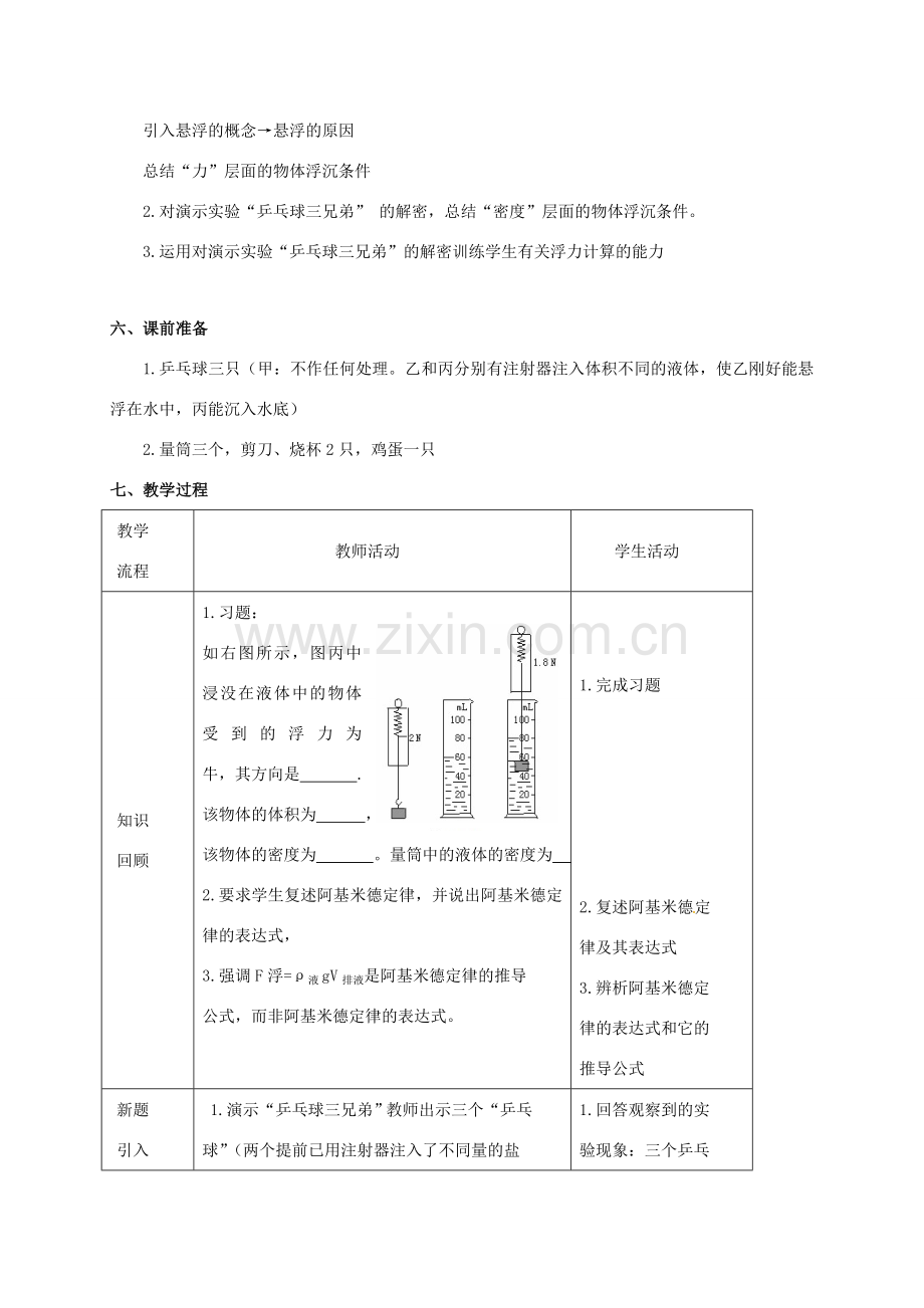 八年级科学上册 1.3 水的浮力（第3课时）教学设计 （新版）浙教版-（新版）浙教版初中八年级上册自然科学教案.doc_第2页