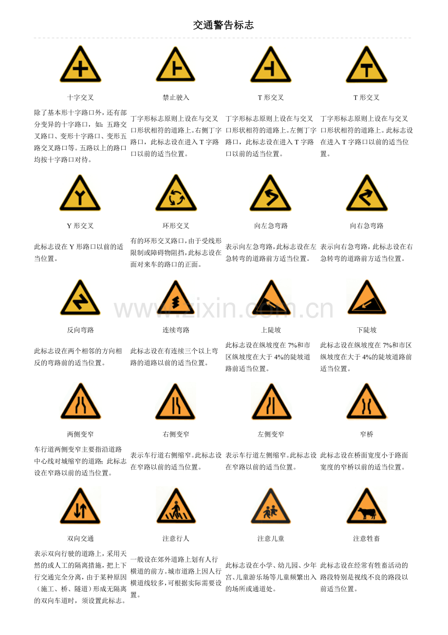 交通标志图示.doc_第1页