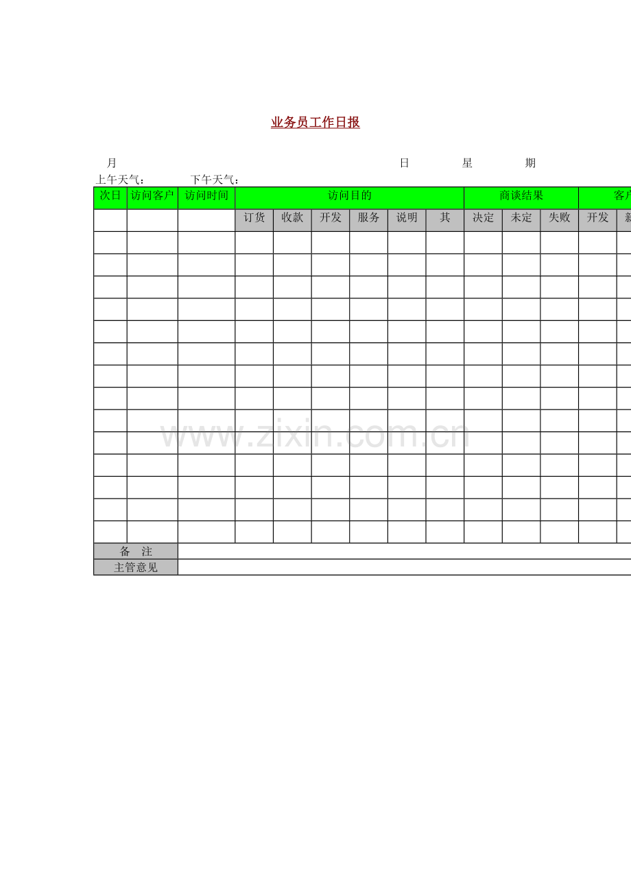 业务员工作日报（ 2页）.docx_第1页