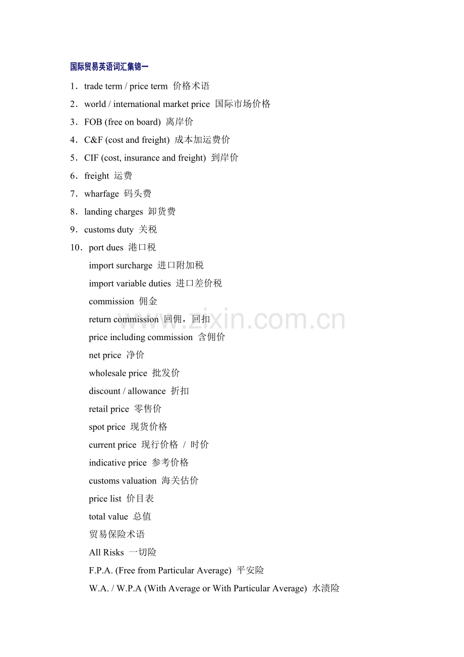 国际贸易英语词汇集锦.docx_第1页