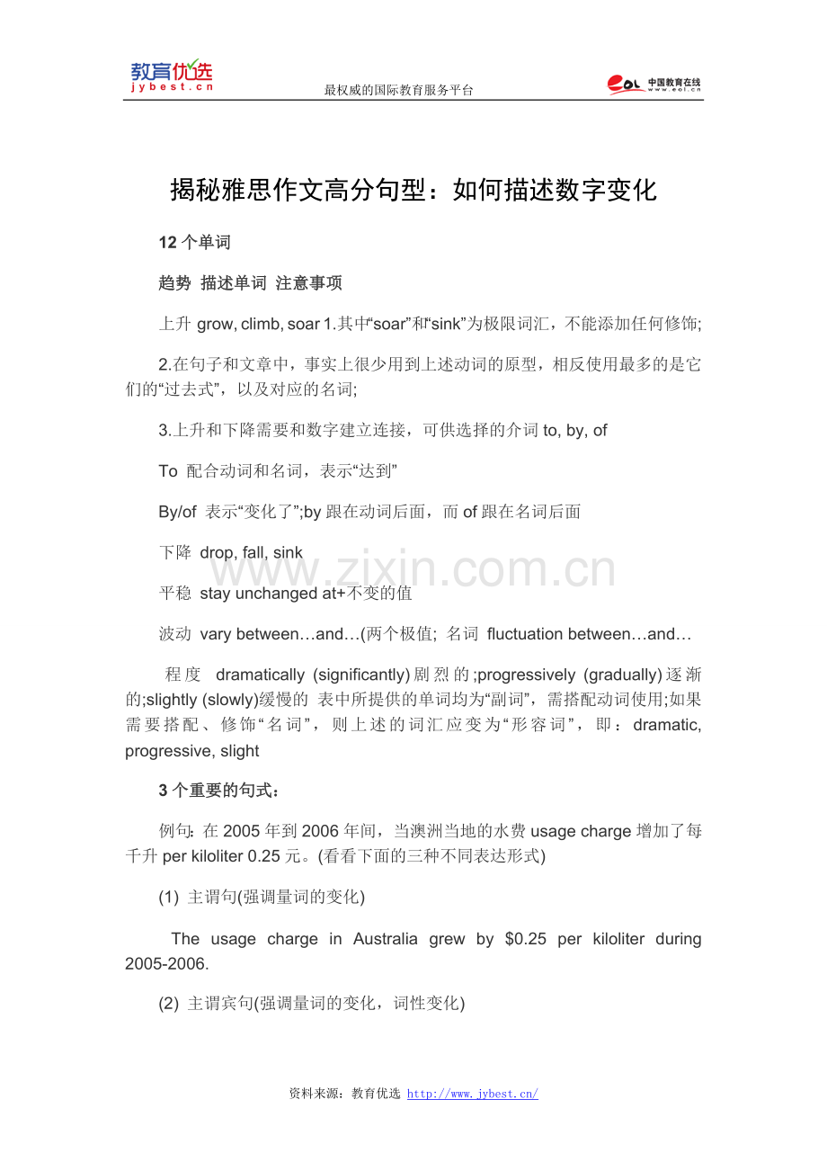 揭秘雅思作文高分句型：如何描述数字变化.doc_第1页