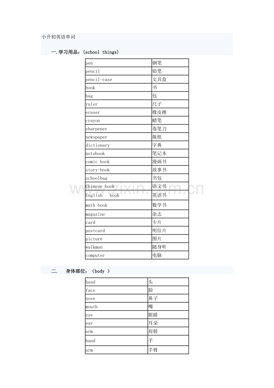 小升初英语单词.doc_第1页