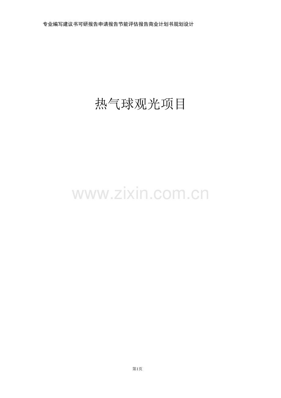 热气球观光项目可行性研究报告申请报告.docx_第1页