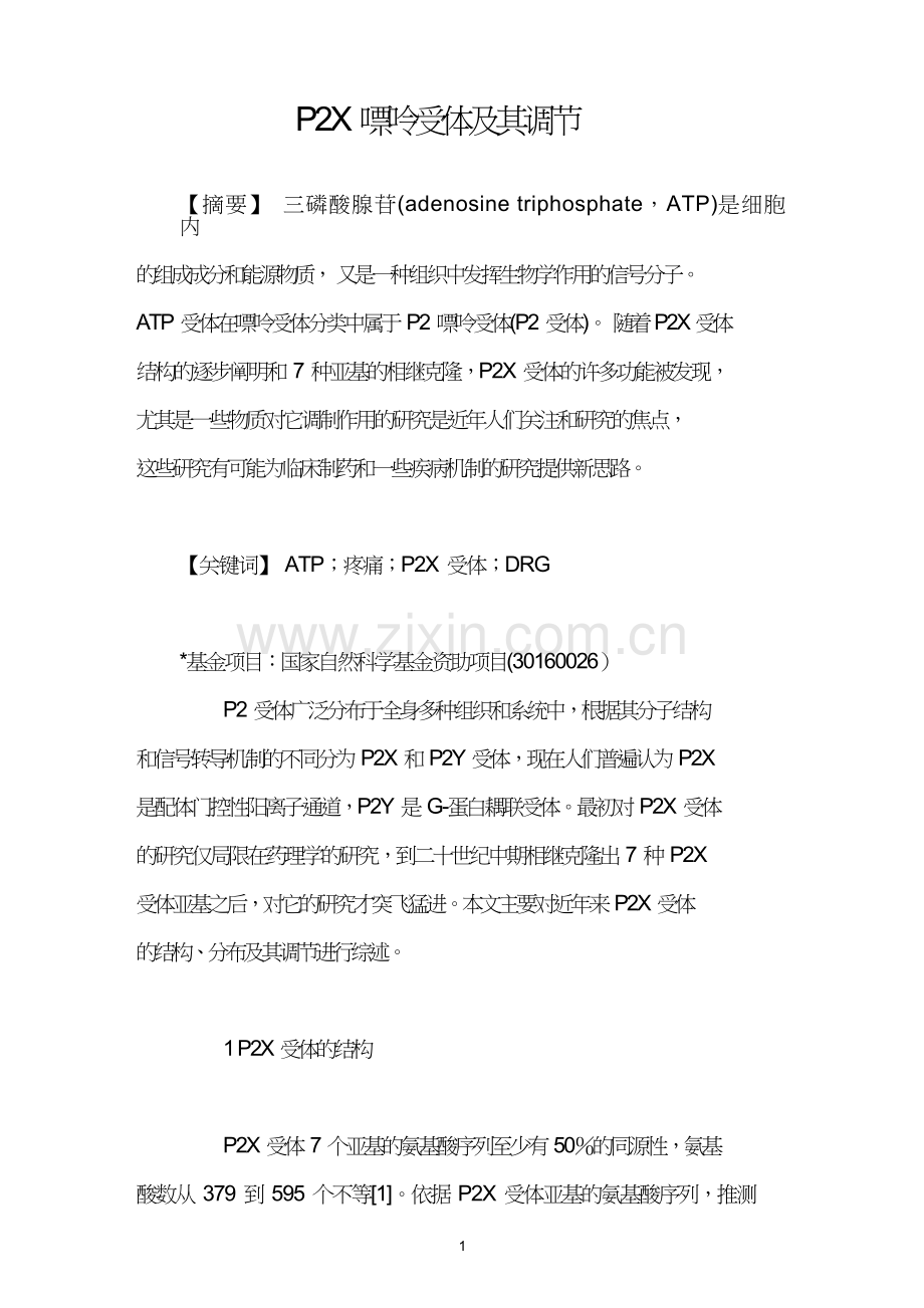 P2X嘌呤受体及其调节.doc_第1页
