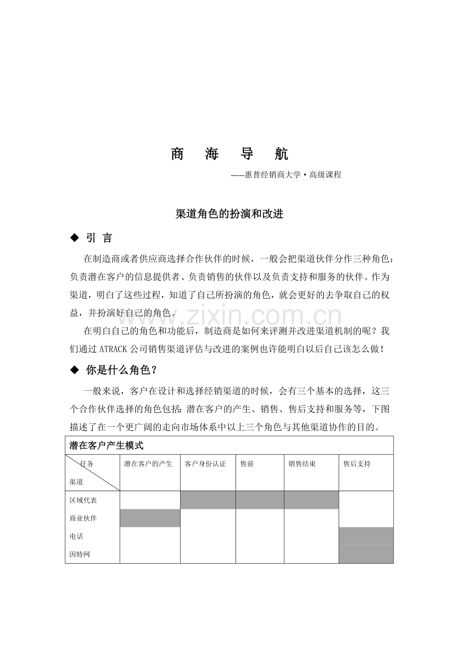 惠普经销商大学-渠道角色的扮演和改进方法培训.docx_第1页