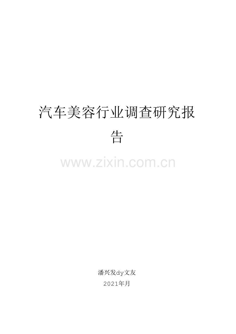 汽车美容行业调查研究报告.docx_第1页