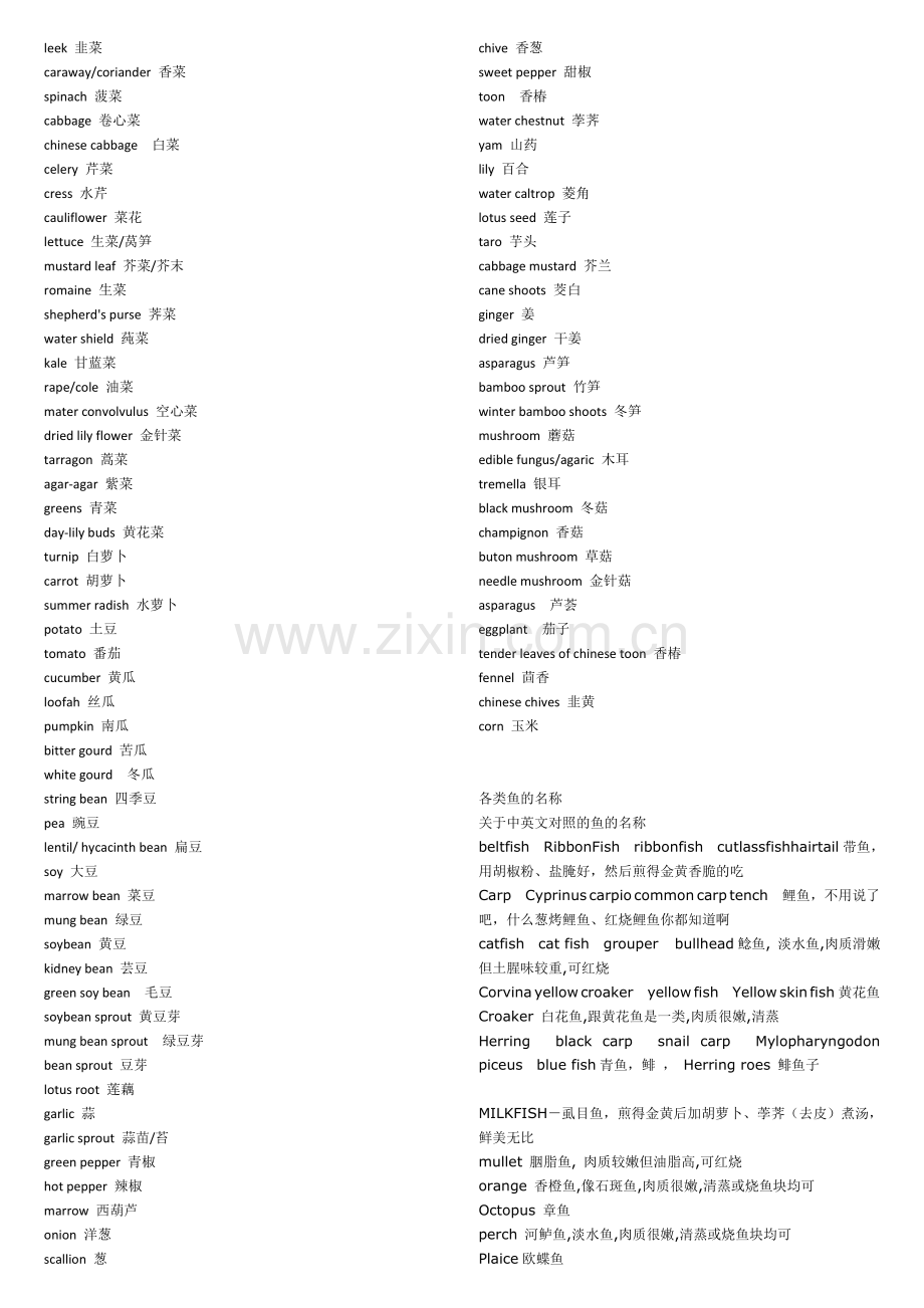 各种蔬菜的英文名字-极为实用.doc_第1页