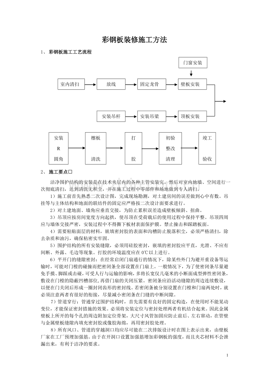 彩钢板装修施工方法.doc_第1页