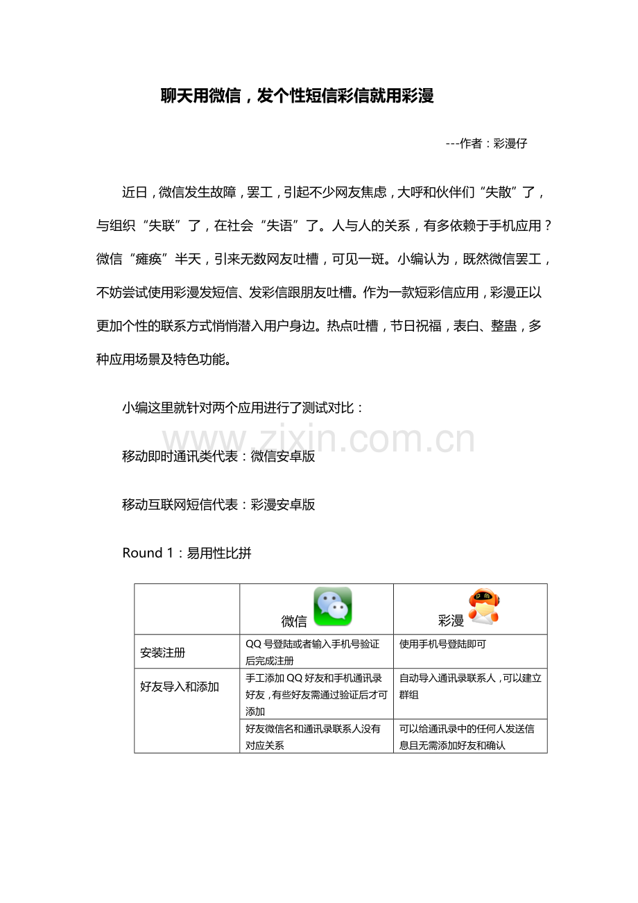 聊天用微信,发个性短信彩信就用彩漫.docx_第1页