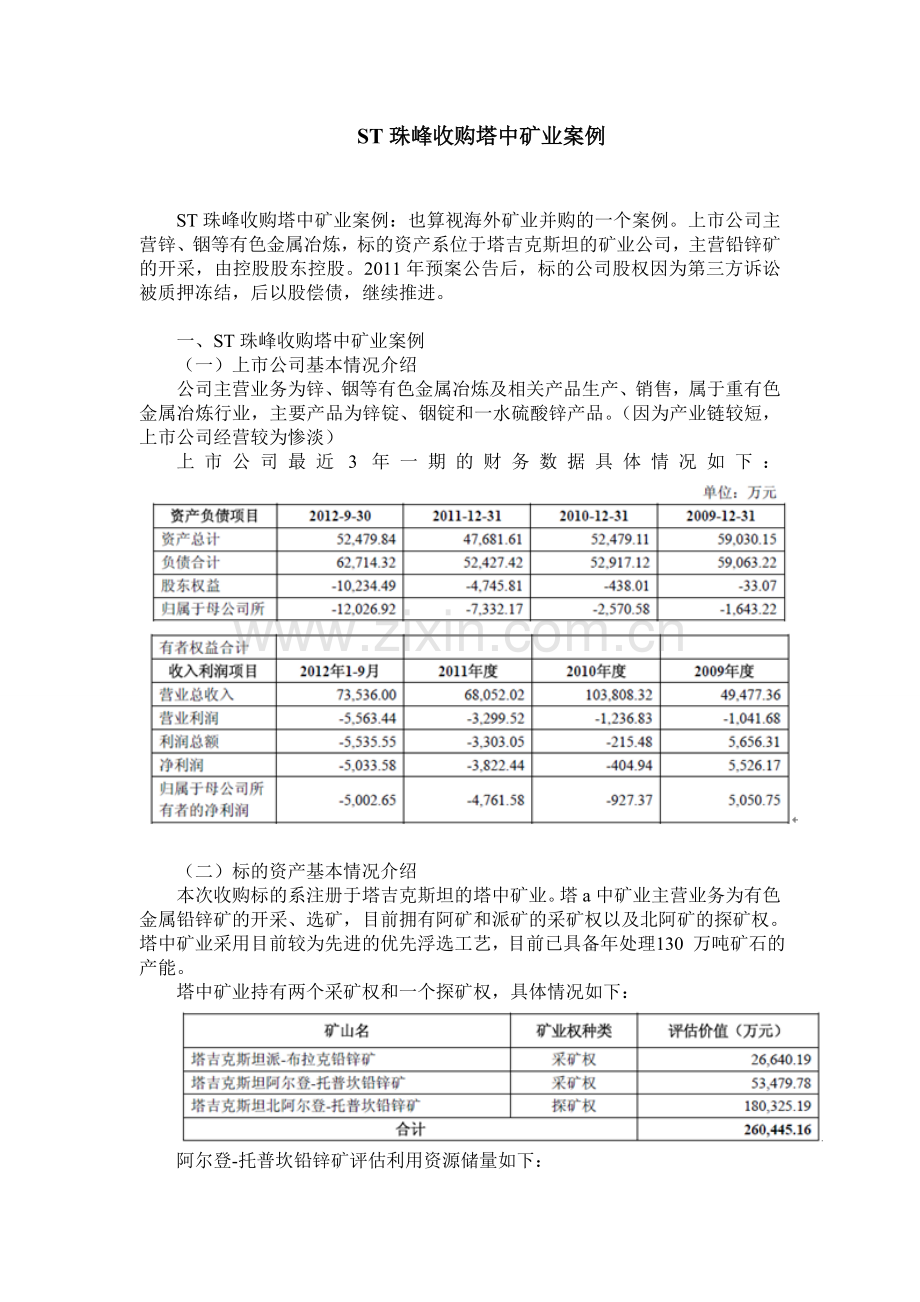 ST珠峰收购塔中矿业案例.doc_第1页