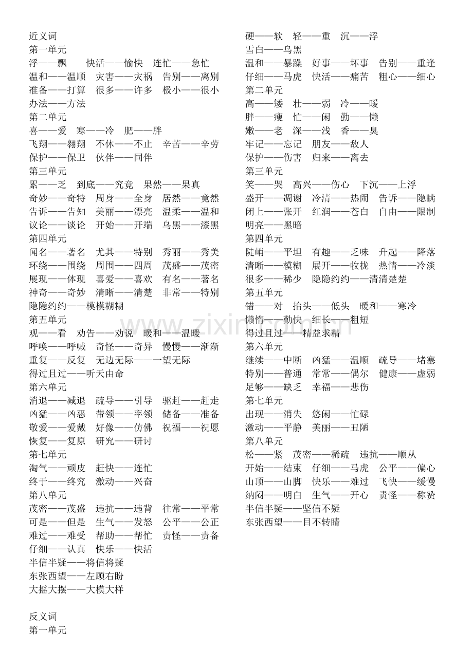 部编版二年级上册近反义词.doc_第1页