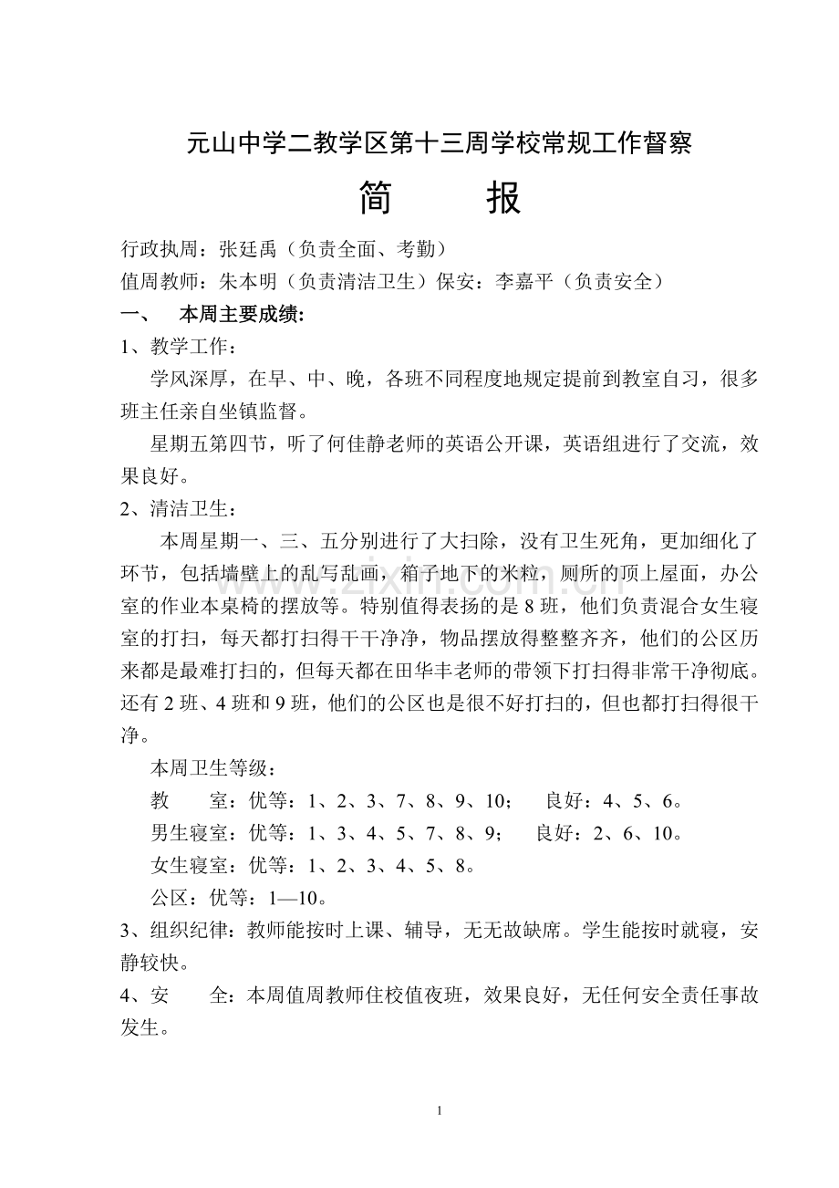 学校常规工作督察.doc_第1页