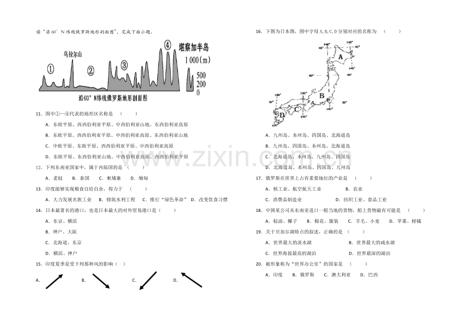 七年级地理试题卷.doc_第2页