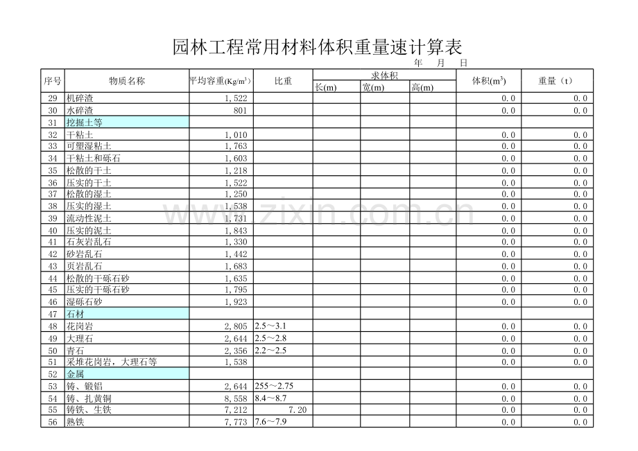 园林工程常用材料体积重量速计算表.xls_第2页