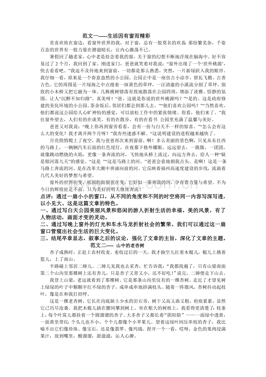 中考语文作文的立意范文.doc_第1页