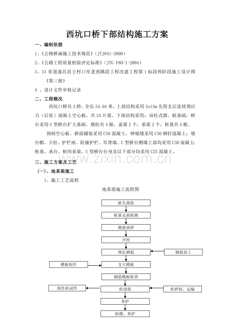 西坑口桥下部构造施工方案.docx_第1页