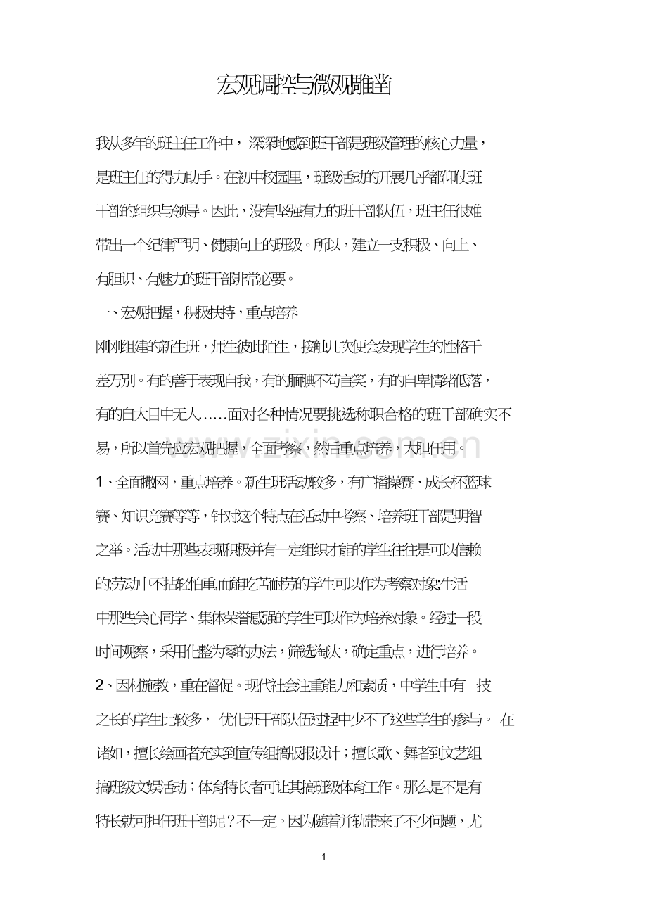宏观调控与微观雕凿.doc_第1页