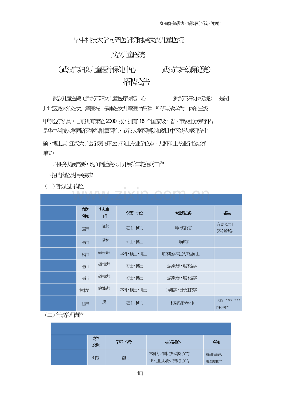 华中科技大学同济医学院附属武汉儿童医院.doc_第1页