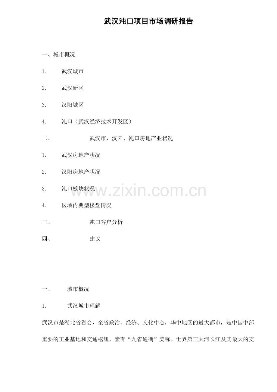 武汉沌口项目市场调研报告.docx_第1页