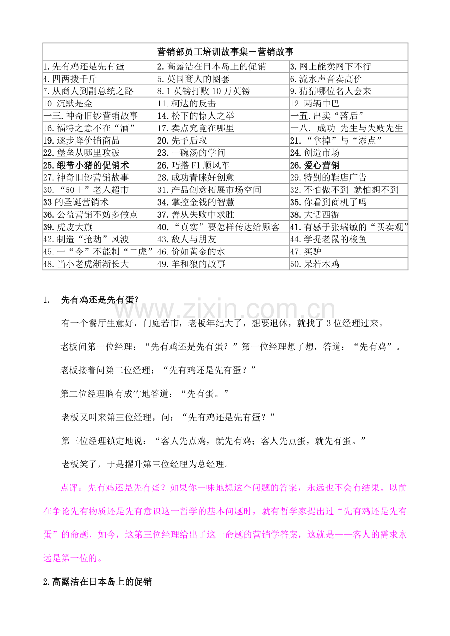 营销部员工培训故事集.docx_第1页