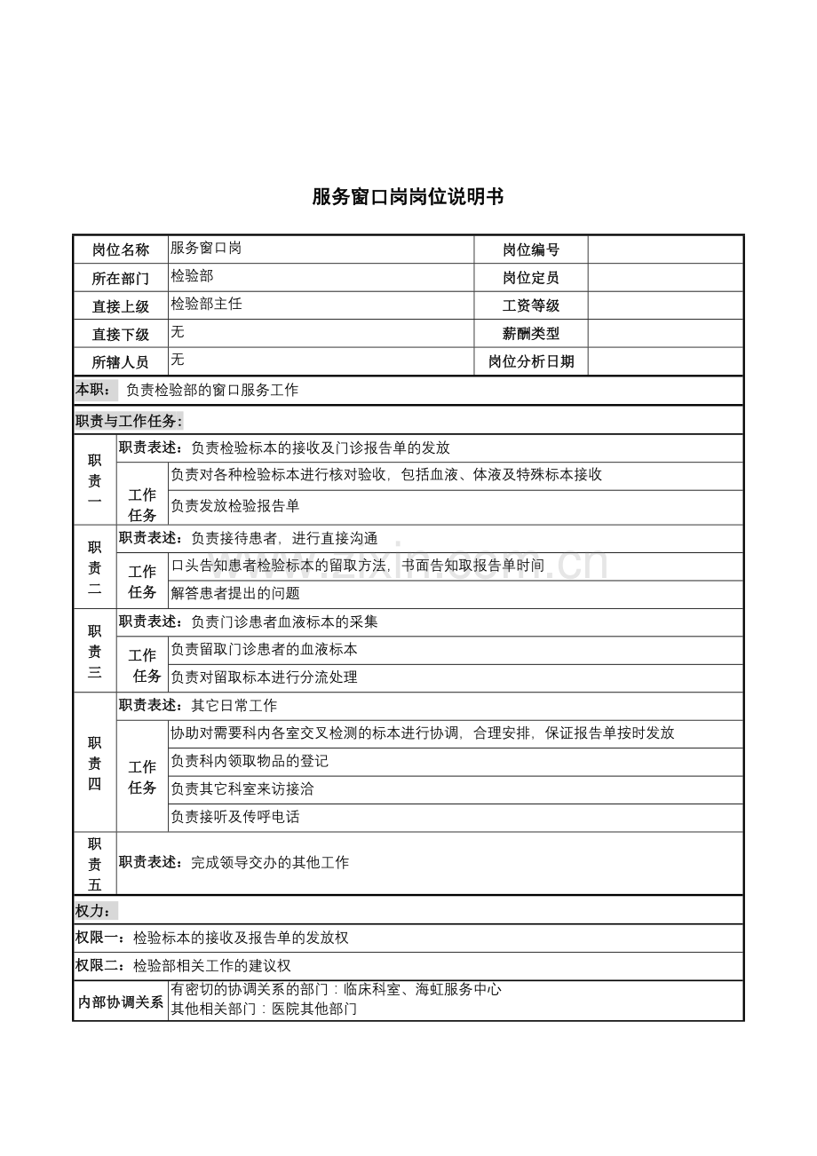 服务窗口岗岗位说明书.docx_第1页