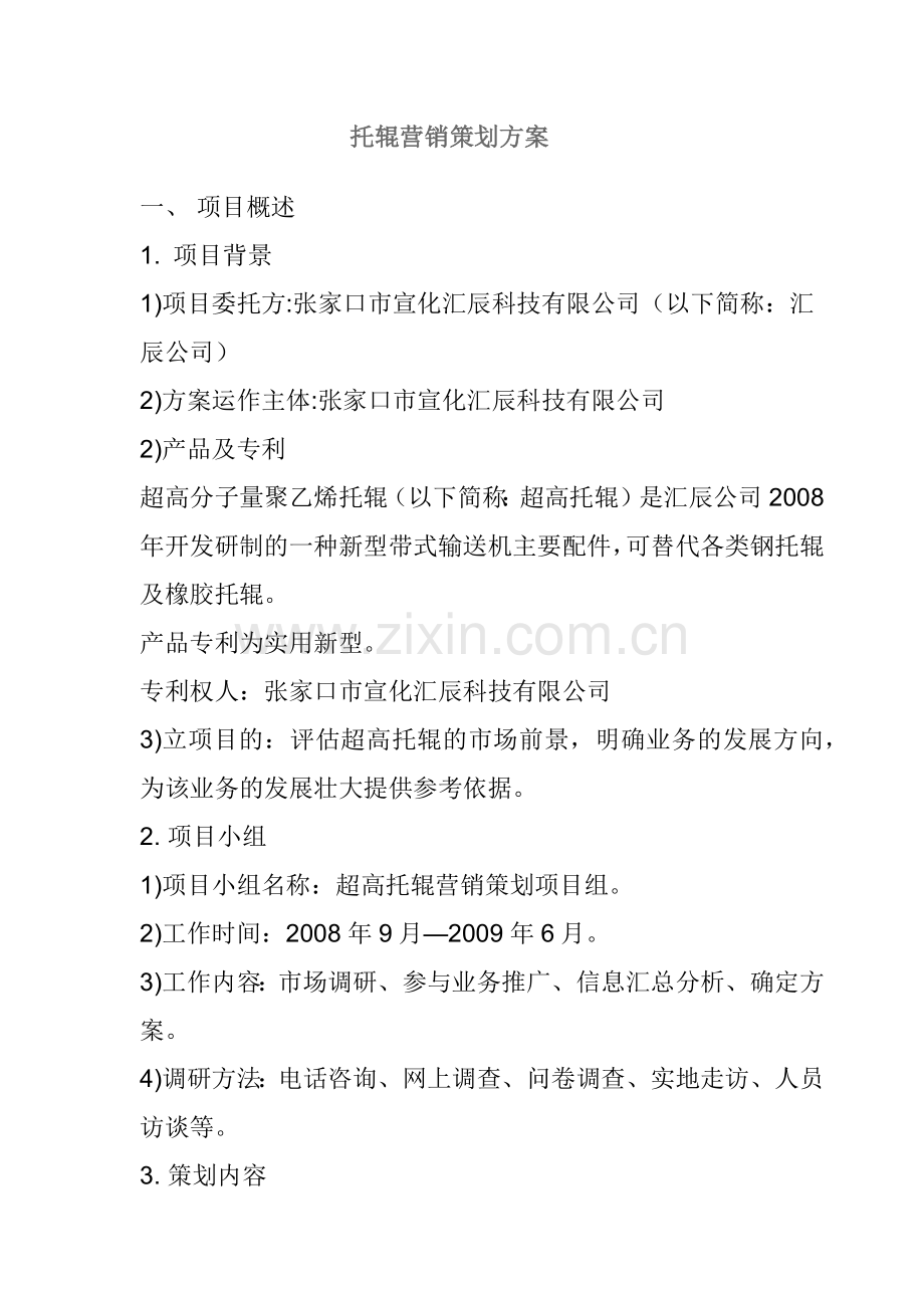 托辊营销策划方案.docx_第1页
