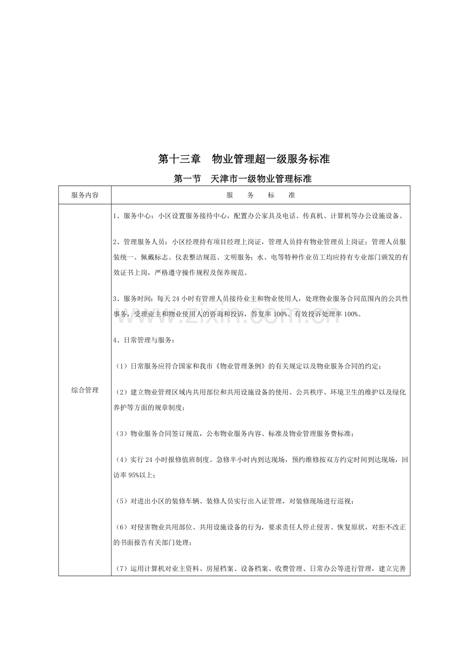 物业管理超一级服务标准介绍.docx_第1页