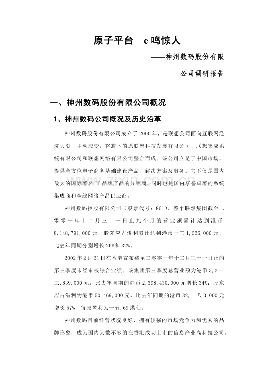 神州数码调研报告.docx_第1页