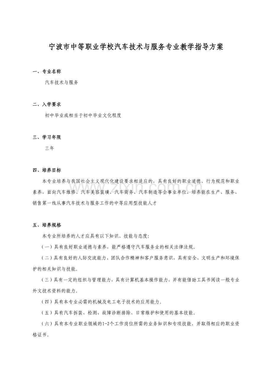 汽车维修专业教学指导方案.docx_第1页