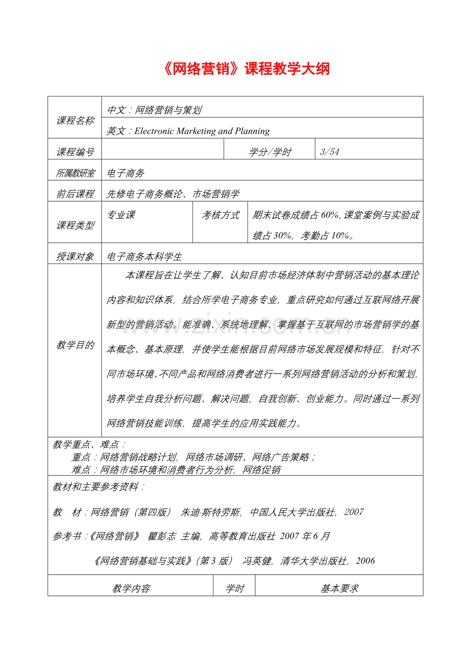 网络营销课程教学大纲.docx_第1页