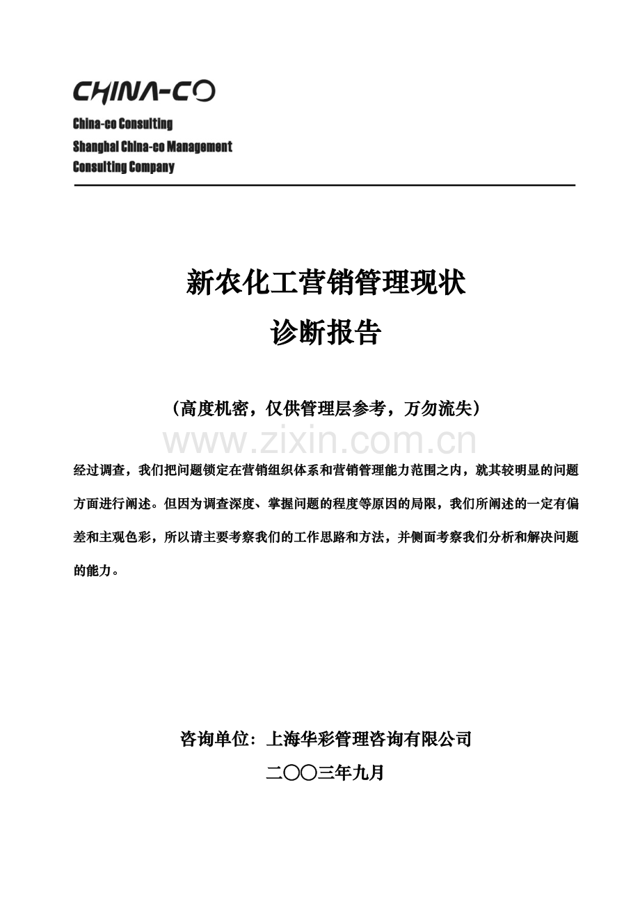 新农化工营销诊断报告书.docx_第1页