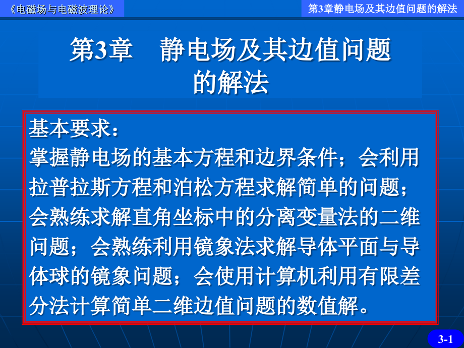 电磁场与电磁波理论(第二版)(徐立勤,曹伟) 第3章 PPT 静电场及其边值问题的解法.ppt_第1页