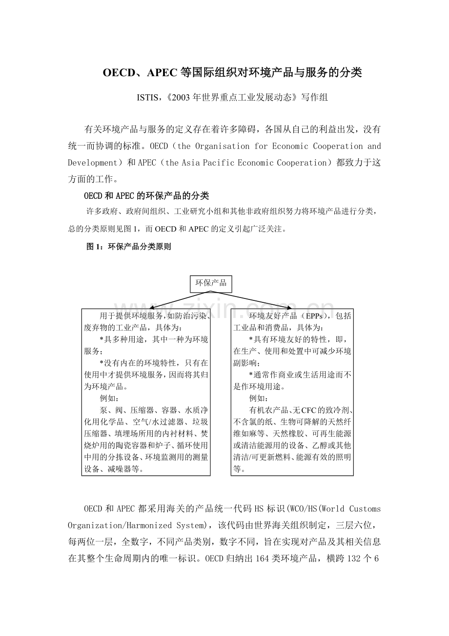 现代国际组织对环境产品与服务的分类.docx_第1页