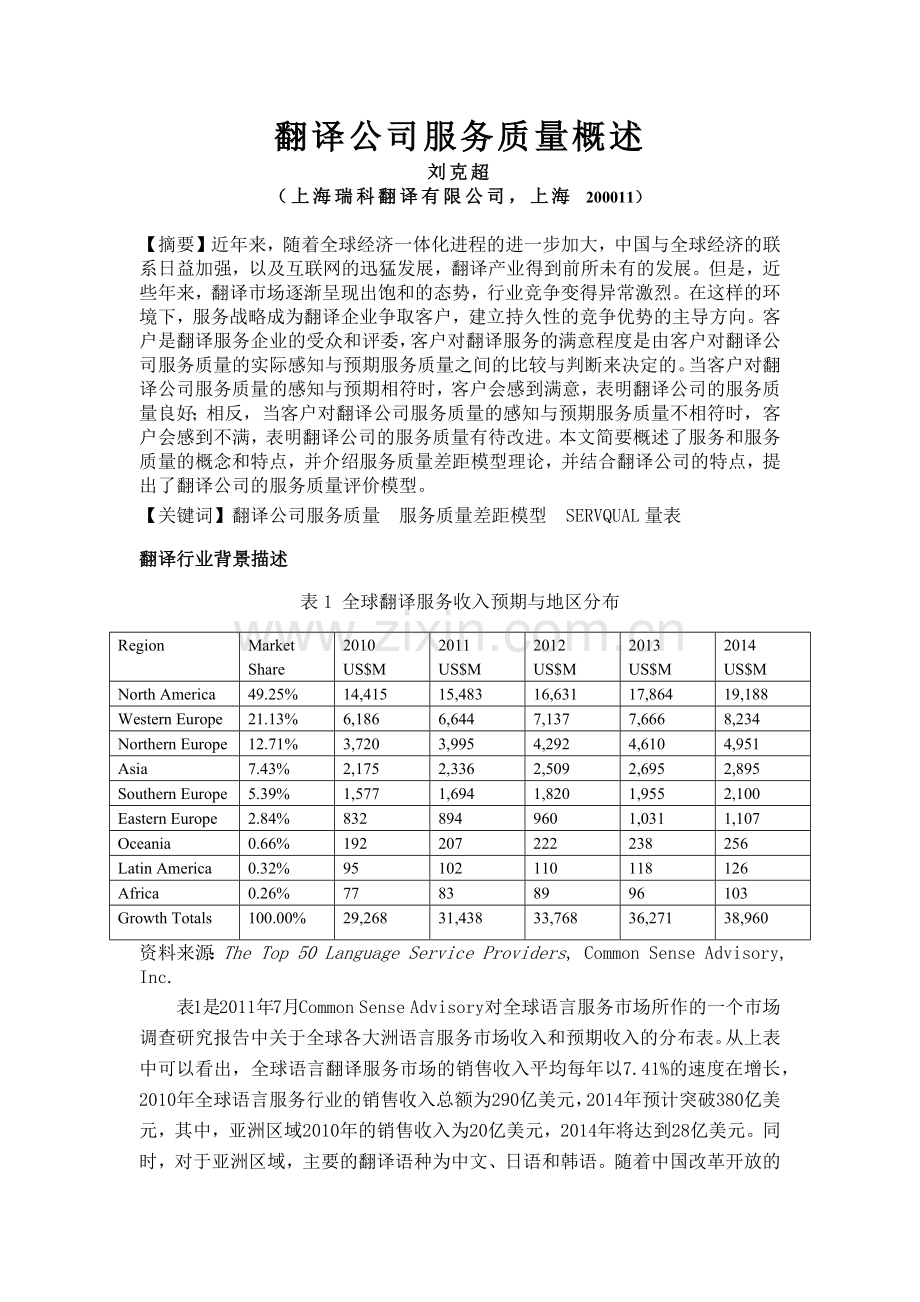翻译公司服务质量概述.docx_第1页